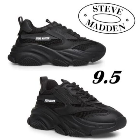 Steve Madden - Women Possession Sneakers - Black.  Size: 9.5. NIB - Picture 1 of 16